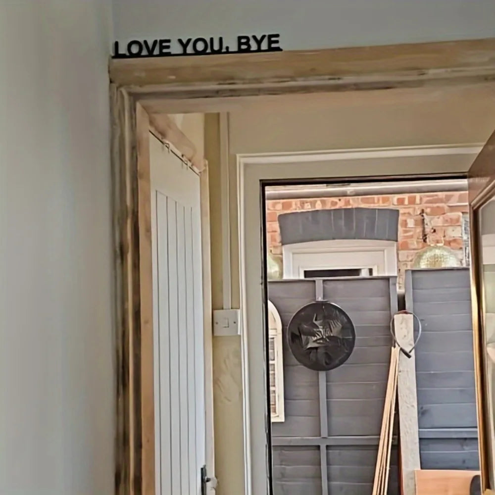 Modern Metal "LOVE YOU, BYE" Wall Art – Love Themed Wall Sculpture for Living Room,Wedding,Christmas,Indoor Wall Mounted Artwork