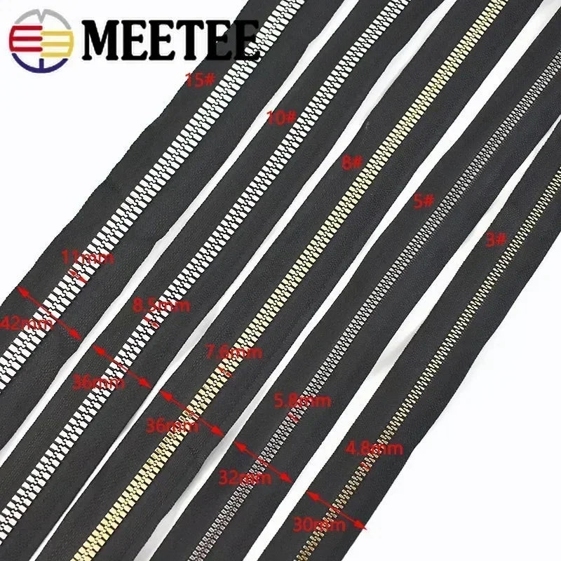 1/2/3/5Meters Meetee 3# 5# 8# 10# 15# Resin Zipper To The Meter for Sewing Down Jacket Outdoor Tent Continuous Zippers Material