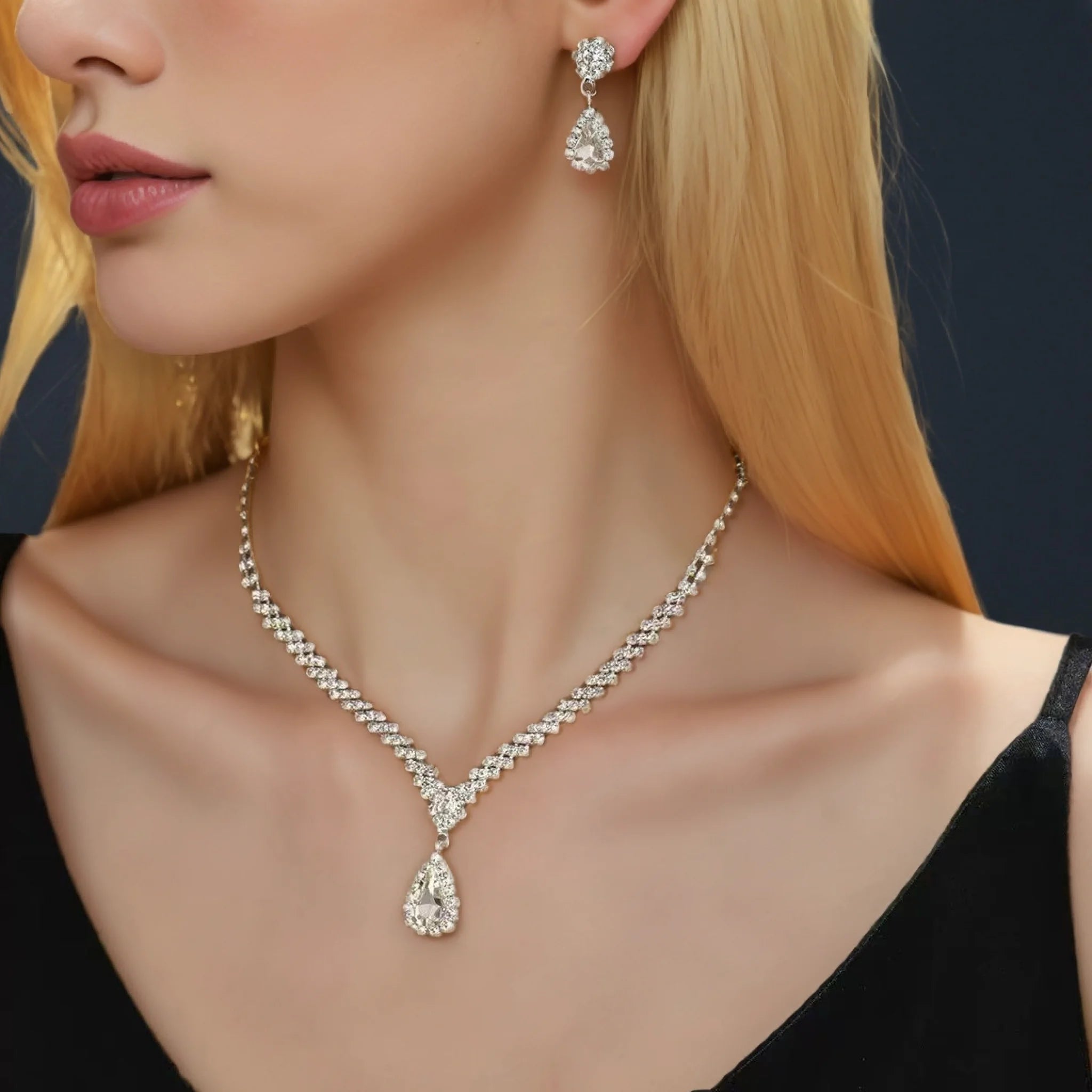 Bridal jewelry set, necklace, earrings, wedding ladies' evening dress accessories, fashionable two-piece set