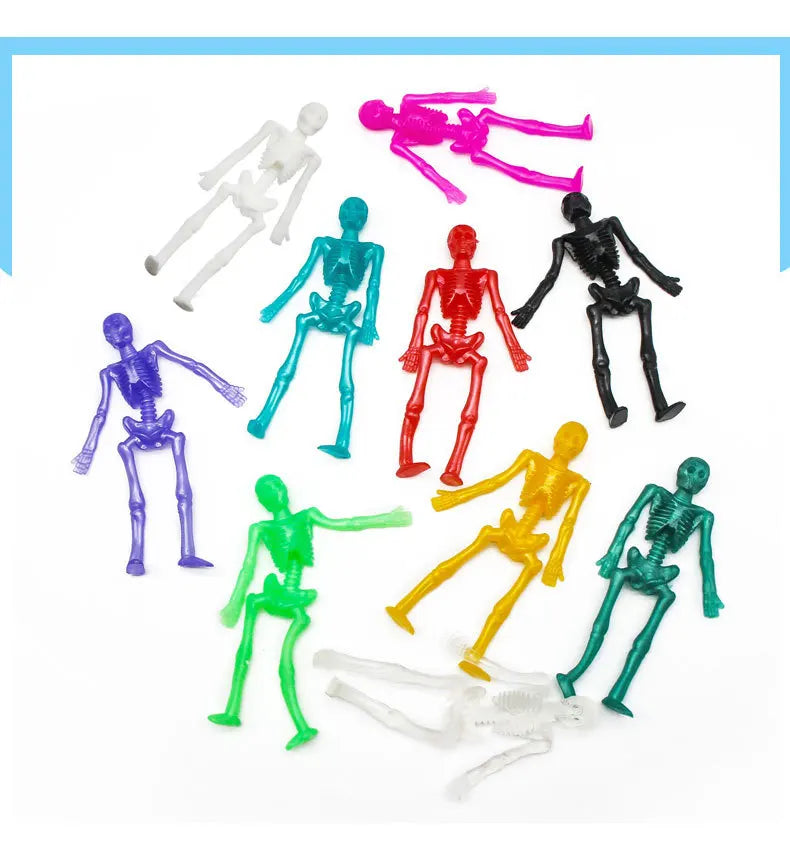 15/25PCS Stretchable Skeleton Man Party Favors for Kids TPR Soft Rubber Zombie Horror Doll Stress Relief Toy Halloween Gifts