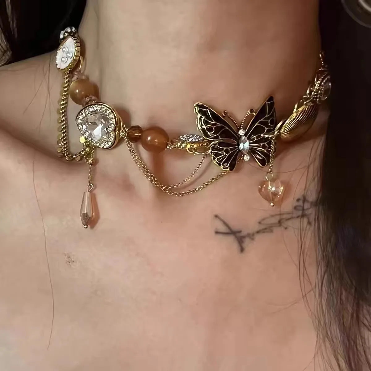 2024 New Vintage Necklace Double-Deck Pearl Tiger-Eye Luxury Court Style Unisex Choker for Women Men Couple Jewelry