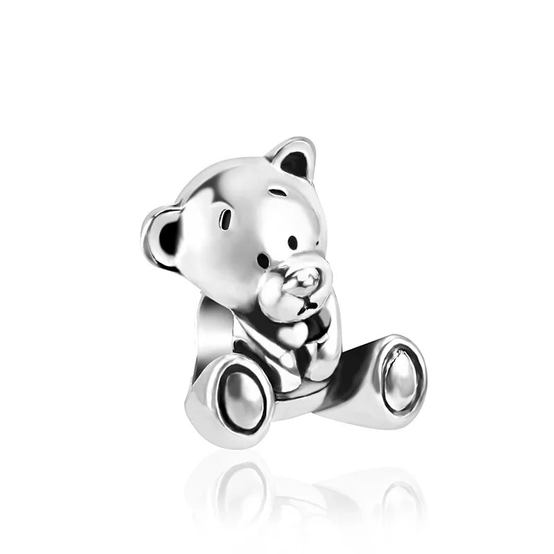 New 925 Sterling Silvering Panda Elephant Porker Charm Of 925 Chain Beaded Fit Original Pendant Bracelet DIY Ladies Jewelry