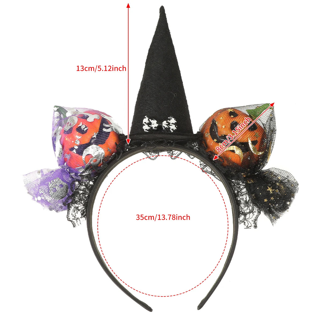 AWAYTR Halloween Scary Skeleton Headbands Mesh Plastic Pumpkin Wide Headband Hair Accessories For Women Festival Headwear