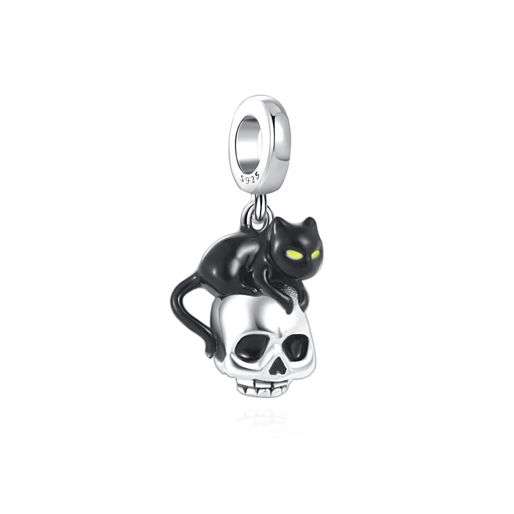 Halloween Dark Demons Pumpkin Bat 925 Sterling Silver Bead Charm Hang Fit Original Bracelet Necklace DIY Fashion Jewelry Making﻿