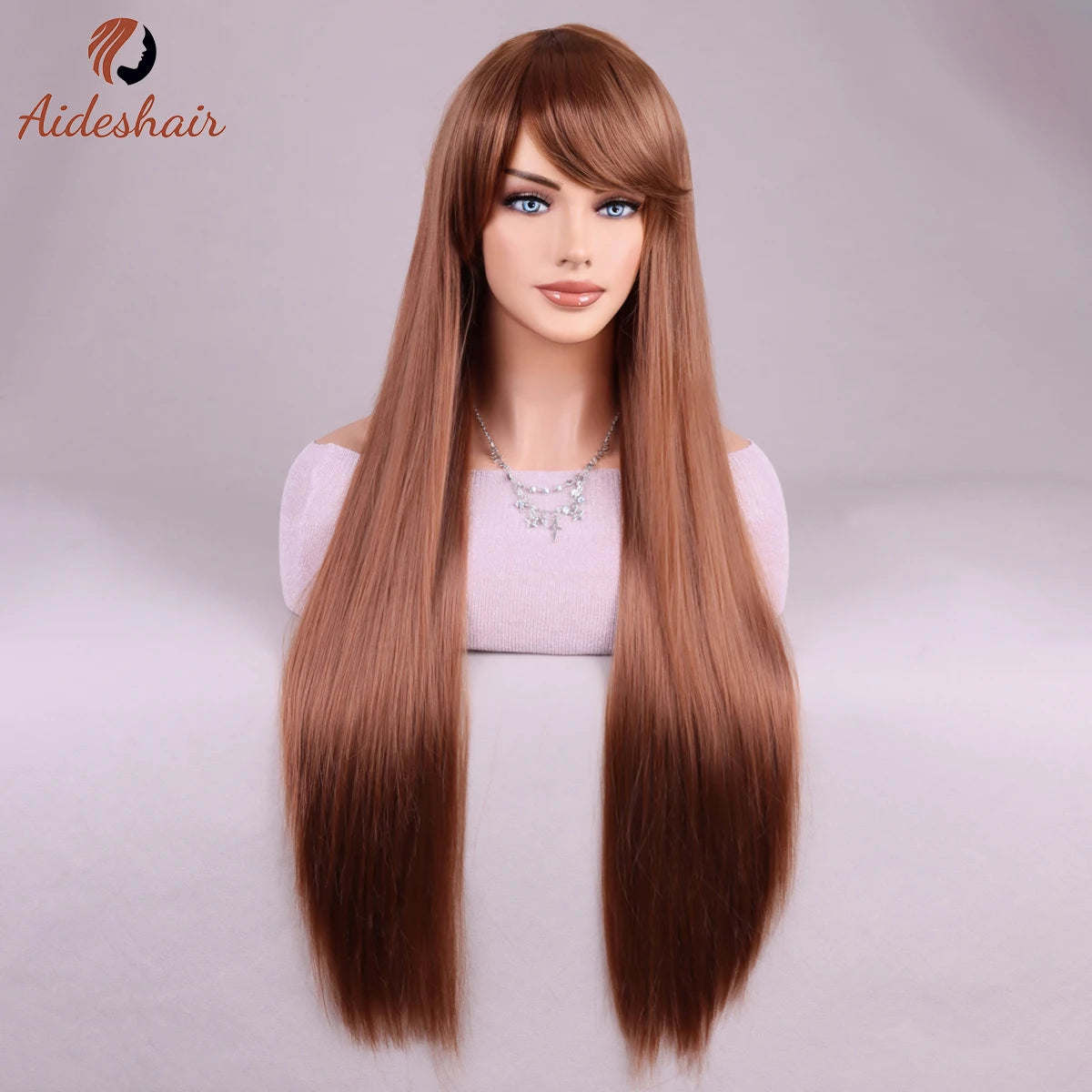 Halloween wine-red European and American long straight wig for women heat-resistant fiber synthetic wig for daily Cosplay