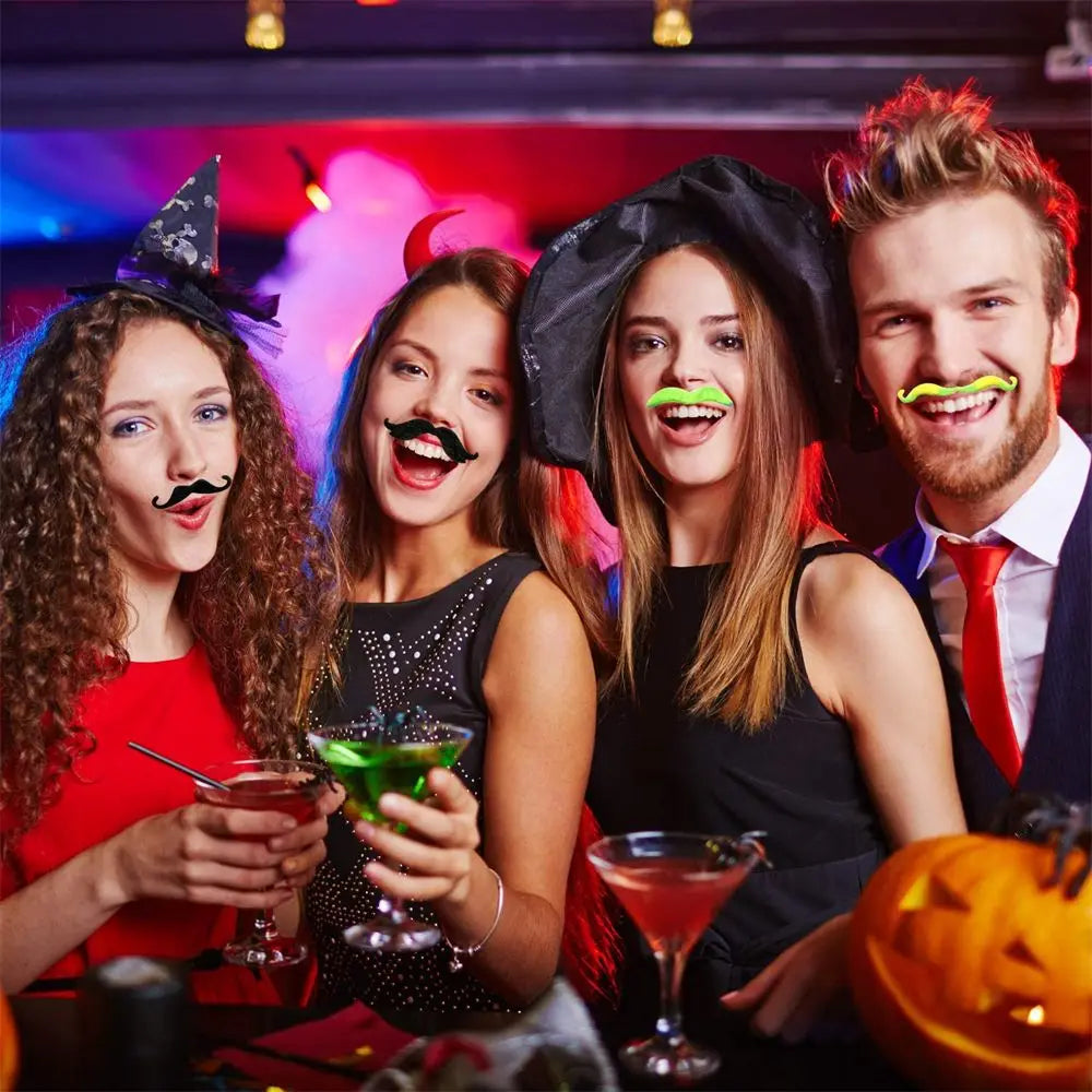 48 Pcs Fake Mustaches Self Adhesive Novelty Mustache Fiesta Party Supplies Halloween Fancy Costume Fake Moustaches Stickers