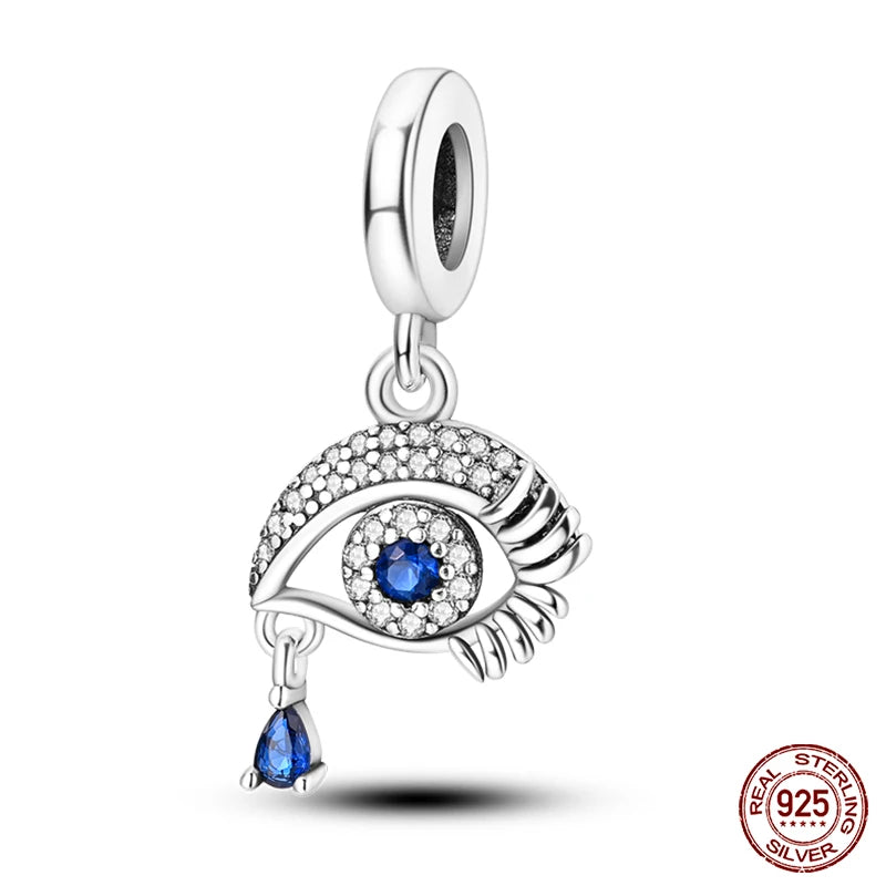 100% Real 925 Sterling Silver Classic Devil's Eye Charms Beads For Women Fit Original Qikaola Bracelets Fine DIY Jewelry Making