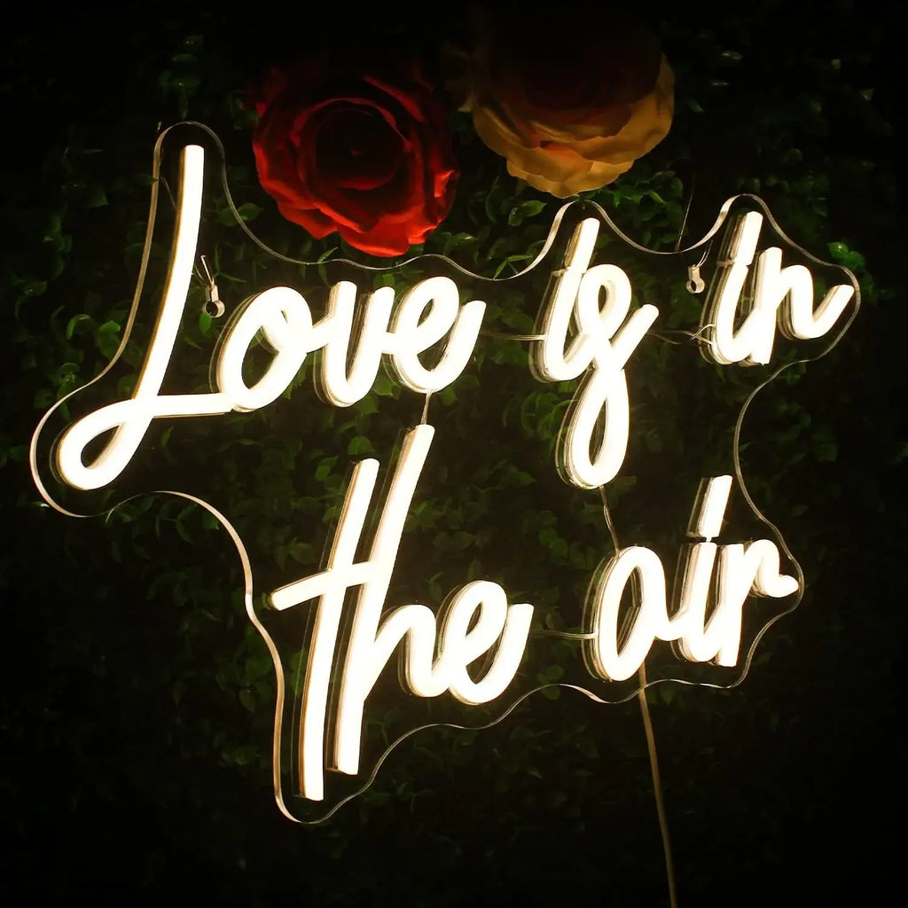 Love is in The Air LED Neon Sign for Wall Decor Wedding Neon Light for Bedroom Home Bar Wedding Party Gift,USB