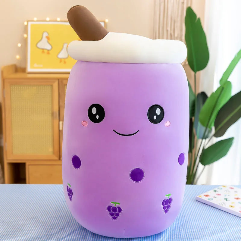 24CM Cute Stuffed Boba Plush Bubble Tea Real-life Bubo Food Milk Cup Plushie Pillow Soft Kawaii Plush Toys Gifts for Kids Baby