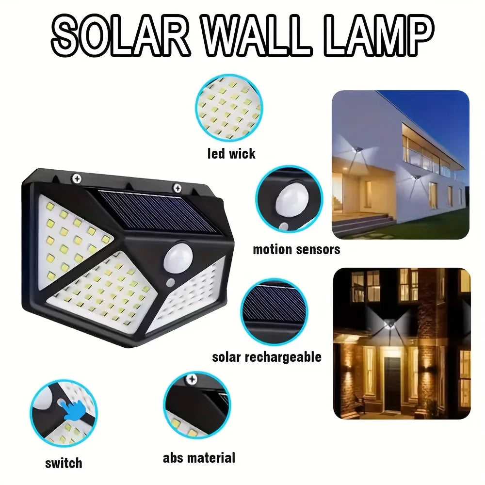 Solar Light 100LED Solar Flood Lights 3 Modes Outdoor Solar Motion Security Light Waterproof for Garden Patio Garage Wall Light