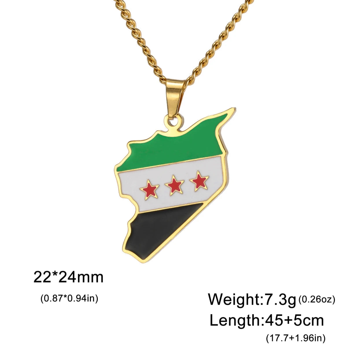 LIKGREAT Trendy Syria Map Flag Pendant Necklaces Stainless Steel Syrians Map Hiphop Jewelry Gift for Women Men