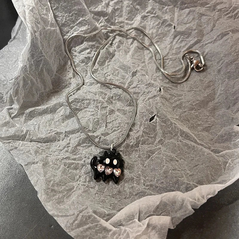 Y2k Love Heart Necklace for Women Fashion Hip Hop Red Hearts Pink Pendants Necklaces Rope Chain Girls Rave Gift Gothic Jewelry