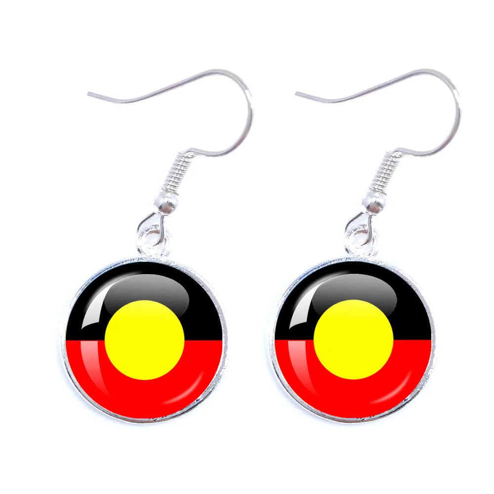 Australian Aboriginal Flag National Emblem Dangle Glass 25mm Key Chain Fashion  Key Chains Glass Cabochon Lady  Key Chains Jewel