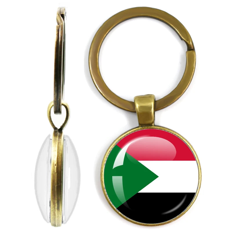 National Flag Glass Double-Sided Keychain Ethiopia Islas Canarias Kenya Sudan Madeira Melilla South Sudan Ceuta Seychelles