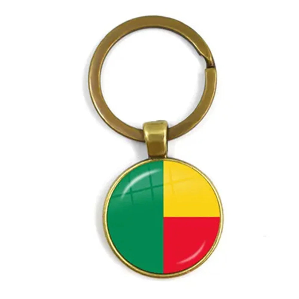 Western Sahara,Guinea,Saint Helena,Niger,Guinea-Bissau,Benin National Flag Keychain 25mm Glass Cabochon Key Rings For Gift