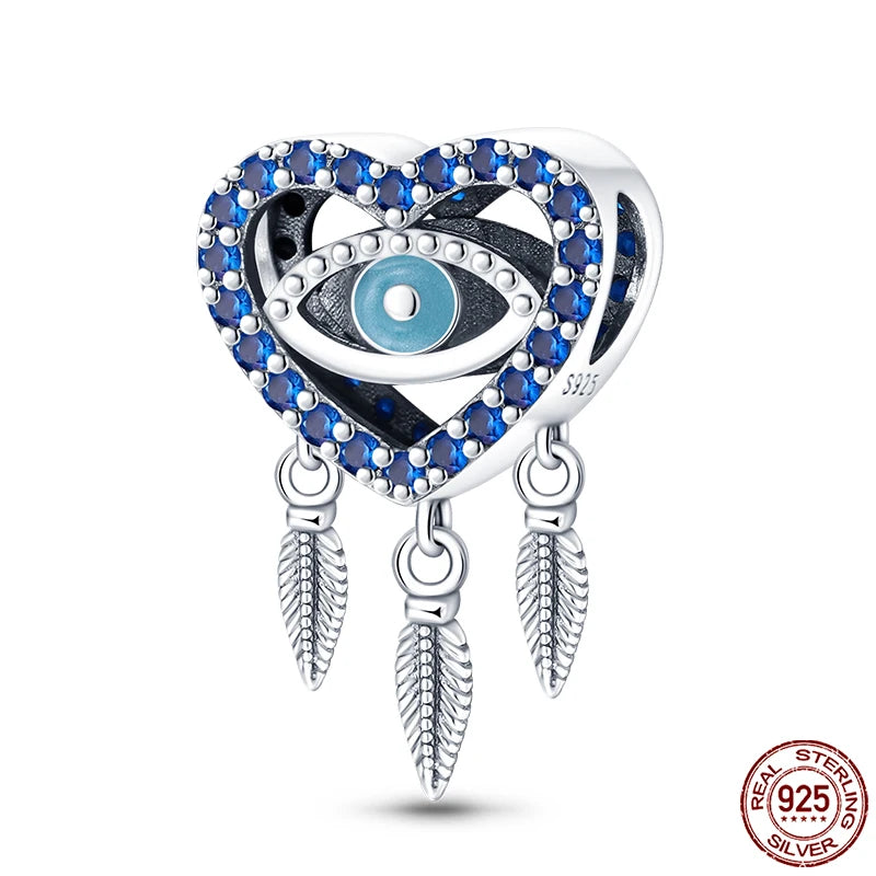 100% Real 925 Sterling Silver Classic Devil's Eye Charms Beads For Women Fit Original Qikaola Bracelets Fine DIY Jewelry Making