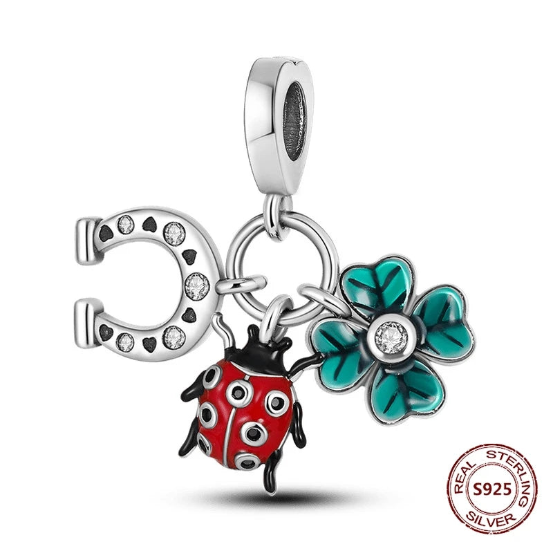 925 Sterling Silver Strawberry Turtle Owl Charm Beads Suitable For Original Bracelet Women DIY Jewelry Making Birthday Gifts