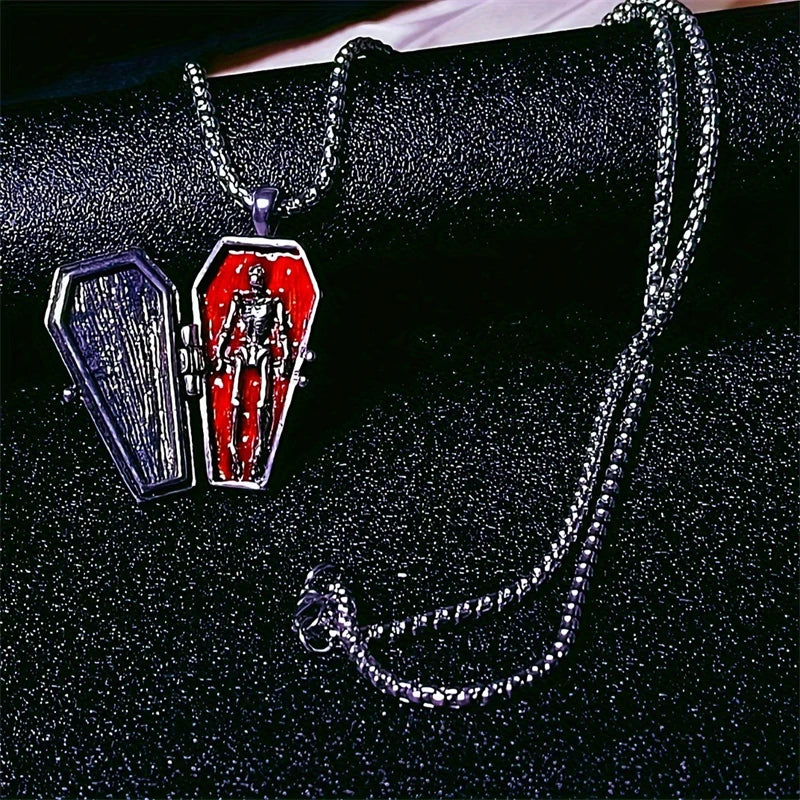 Dark Red Crystal Flower Thorns Pendant Necklace for Women Unisex Gothic Punk Love Heart Skeleton Skull Choker Halloween Jewelry