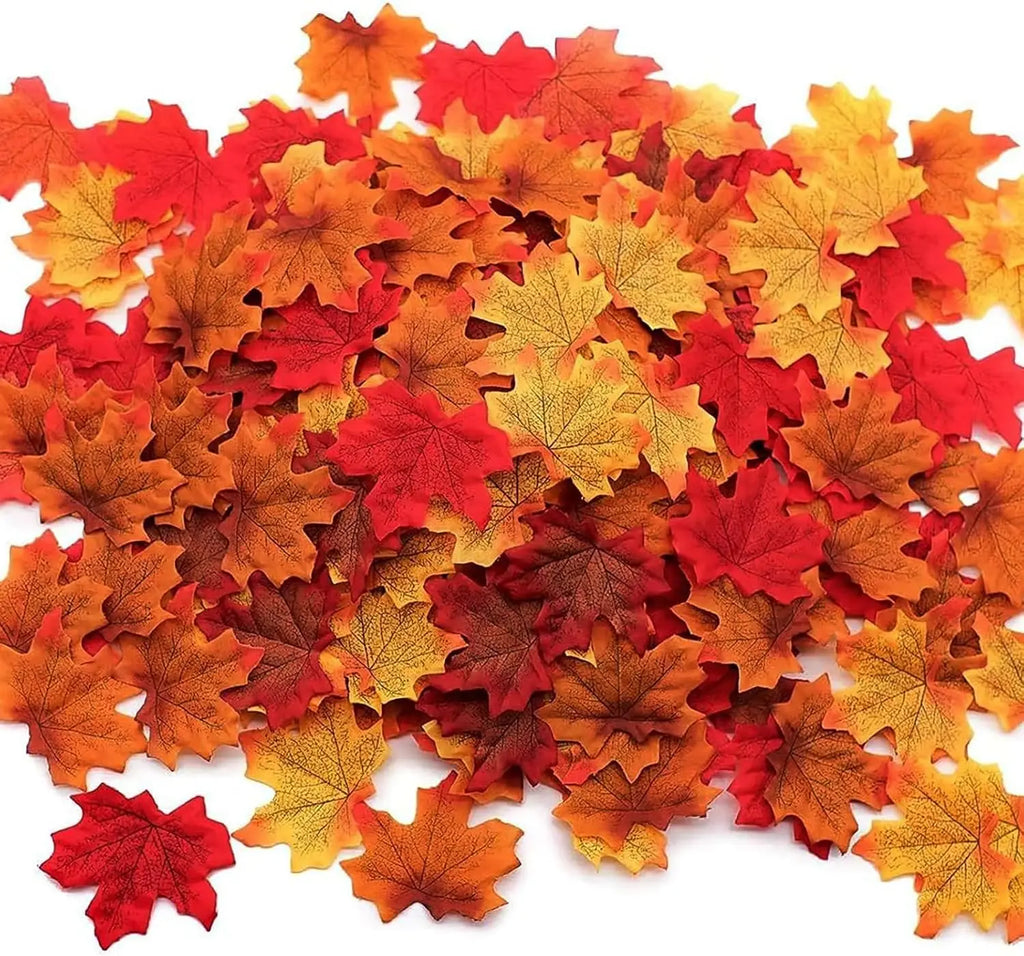 50-500PCS Artificial Maple Leaves Autumn Leaf Garland for Halloween Fall Decor Party Festival Thanksgiving Table Decorations