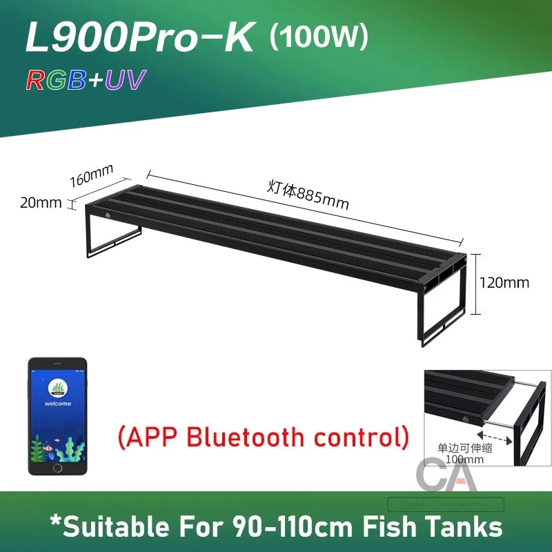 Week Aqua L Series RGB LED Aquarium Lighting with Cycle Timer, Stepless Dimmer Lamp for Freshwater Tank