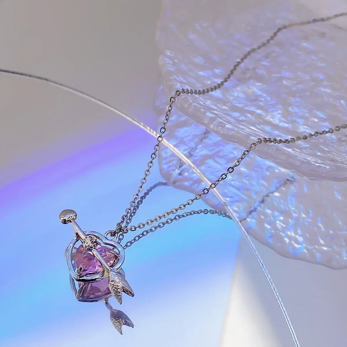 JWER Trendy Bling Moonstone Star Cross Pendant Necklace for Women Punk Hip Hop Star Chain CrystalNecklace Party Y2K Jewelry Gift