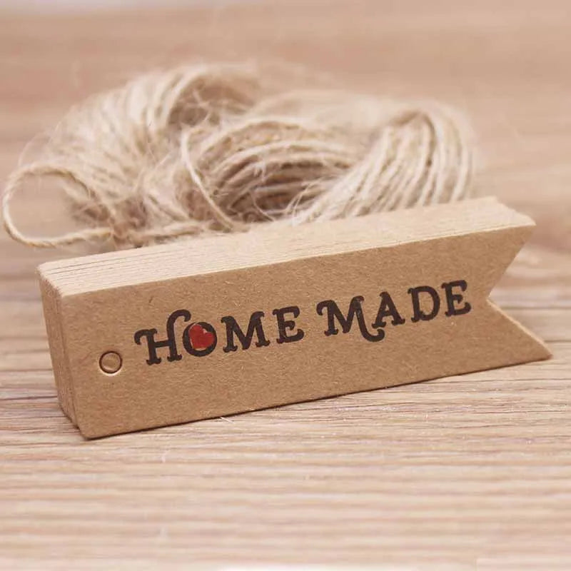 100pcs Kraft Gift Tags with 20m Rope Thank You Paper tags for  Gift New Year Halloween Christmas Label Party Decoration