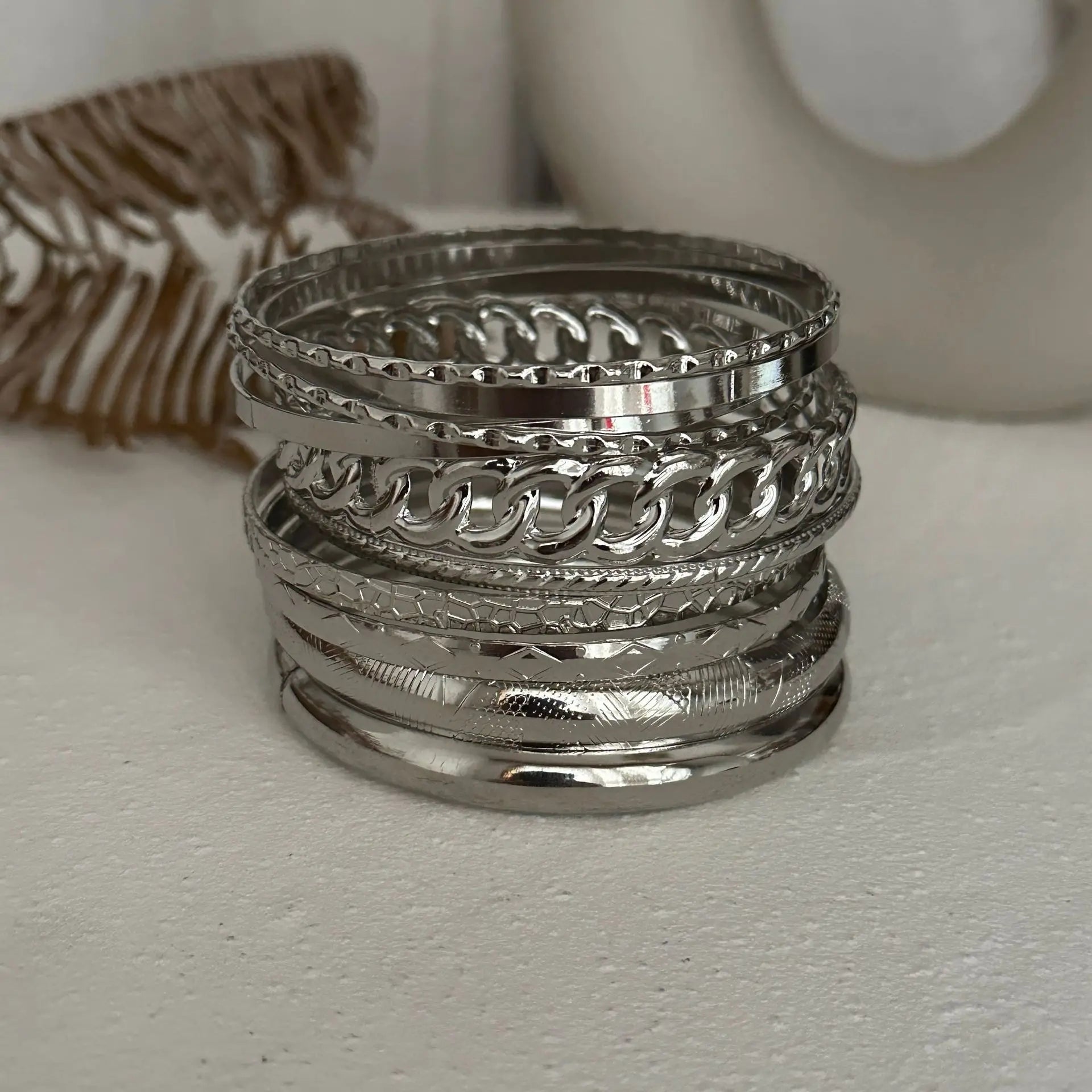 KMVEXO 10pcs/set Punk Multilayer Bracelets for Female Elegant Delicate Twist Sparkling Adjustable Bangles Jewelry Couples Gifts