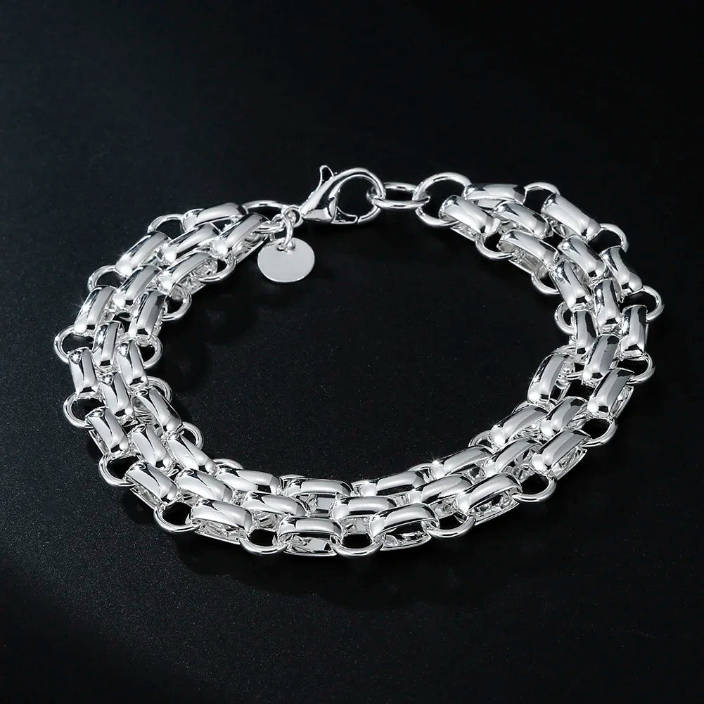 Genuine 925 Sterling Silver Noble Nice Chain Solid Bracelet For Women Men Charms Party Gift Wedding Engagement Fashion Jewelry