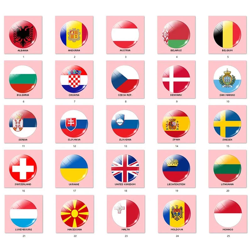 Europe Countries Flag Glass Ball Keychain Russia France Spain UK Italy Poland Ukraine Flag Keyring Travel Gift