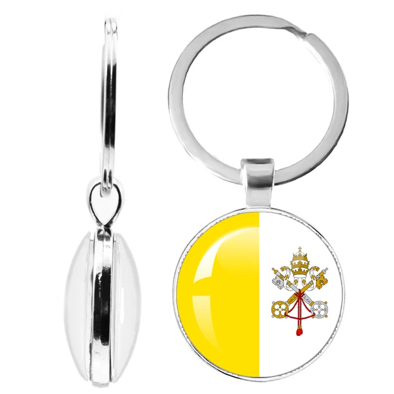 National Flag Glass Double-Sided Keychain Ethiopia Islas Canarias Kenya Sudan Madeira Melilla South Sudan Ceuta Seychelles