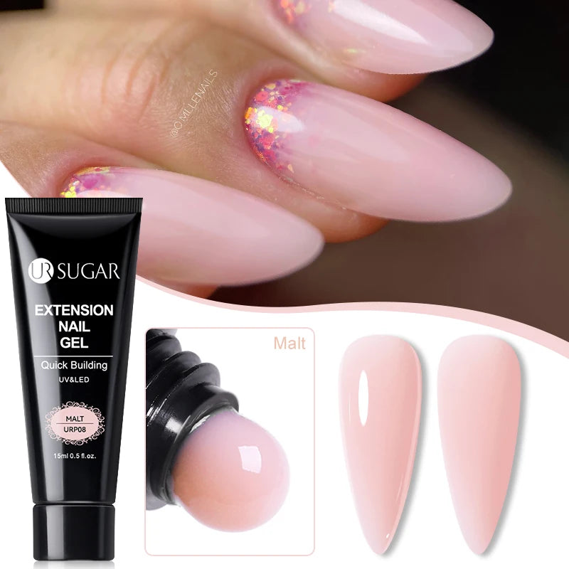 UR SUGAR 15ml Extension Nail Gel Polish Camouflage Nude Pink Semi Permanent UV Hard Gel Nails Finger Prolong Acrylic Varnish