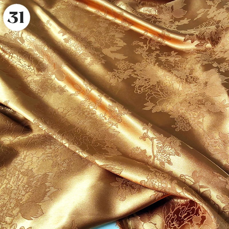 Floral Pattern Jacquard Damask Fabric Faux Silk Satin Brocade Fabric For DIY Sewing Cheongsam Hanfu Wedding Dress Garment Decor
