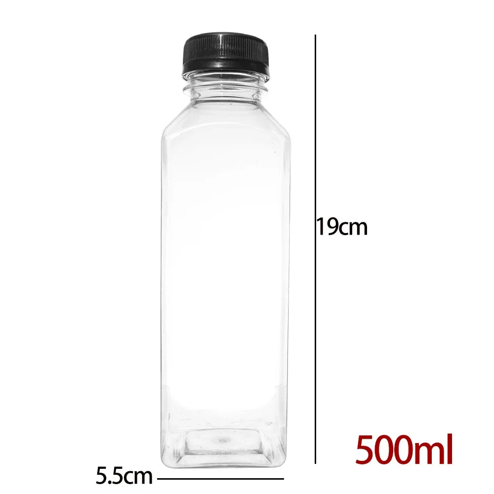 10/1x Transparent Juice Bottles with Caps Empty Clear Containers with Seal Lids for Home DIY Smoothie Milk Water Other Beverages