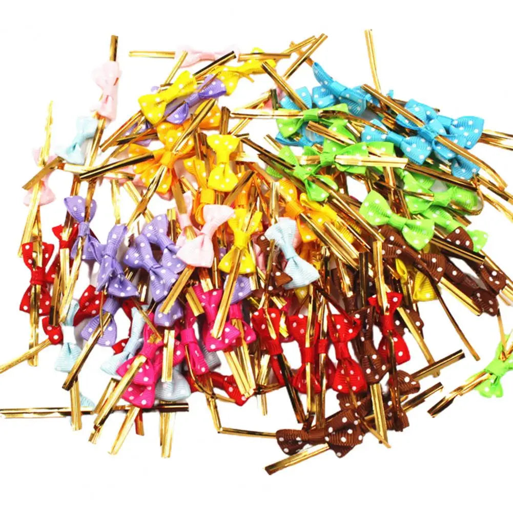 100Pcs/Set Packing Wire，Treat Bag Ties，Flexible Bendable Gift Wrapping Bow Tie Wrapping Binding Wire，for Bread Bag