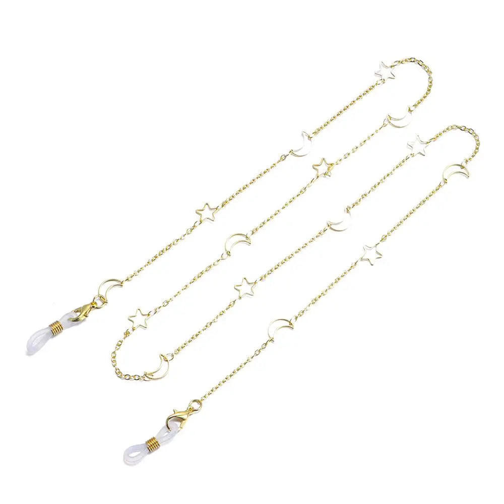 New Fashion Women Eyeglass Chain Hollow Star Pearl Beaded Sunglasses Reading Glasses Lanyard Eyewear Holder Neck Strap Rope