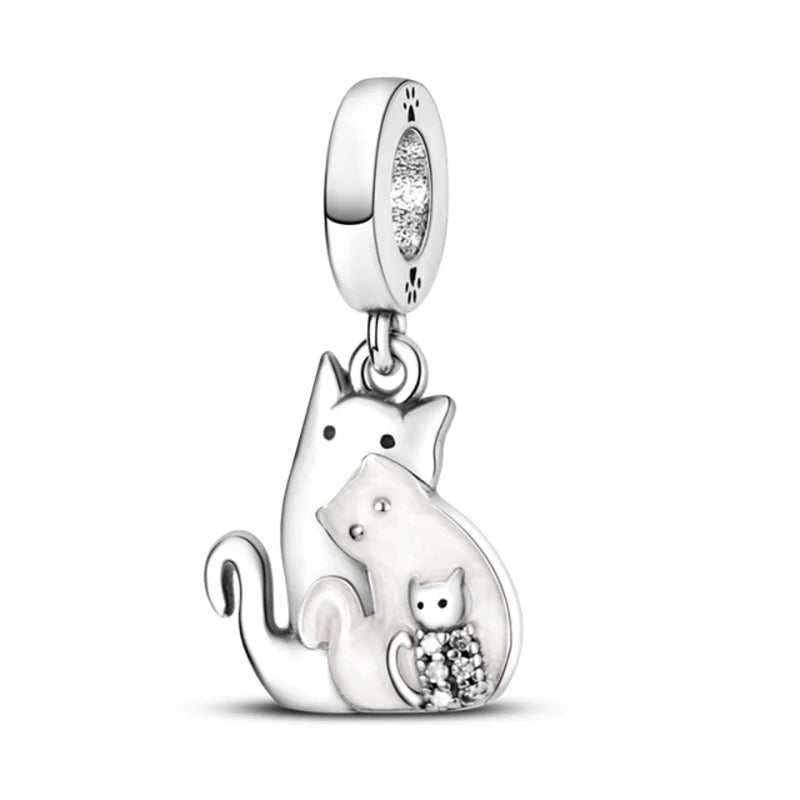 Animals Series Charms 925 Silver fortune Cat Pets Fit 925 Original Bracelet Necklace DIY Pendants Fashion Jewelry For Woman