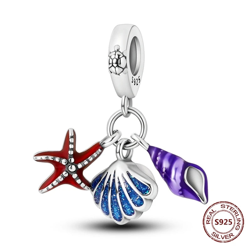 925 Sterling Silver Strawberry Turtle Owl Charm Beads Suitable For Original Bracelet Women DIY Jewelry Making Birthday Gifts