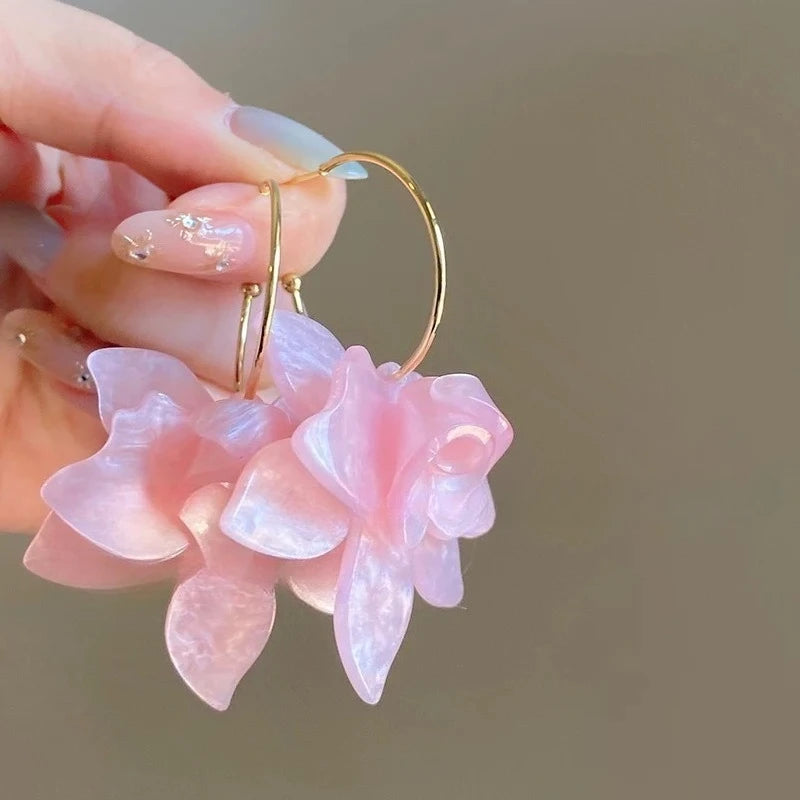 Flower Pearl Stud Earrings Korea Elegant Temperament White Color Petal Earrings for Women Wedding Party Jewelry Gifts