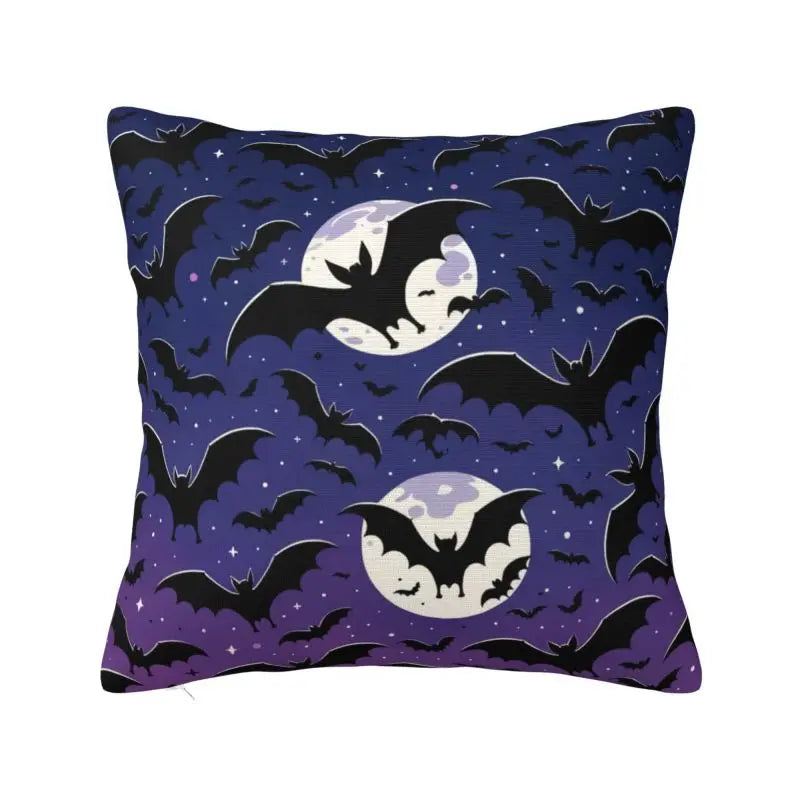 Custom Gothic Halloween Lace Bats Cushion Cover 45x45 Cm Polyester Throw Pillow Case For Sofa Living Room Decoration Pillowcase