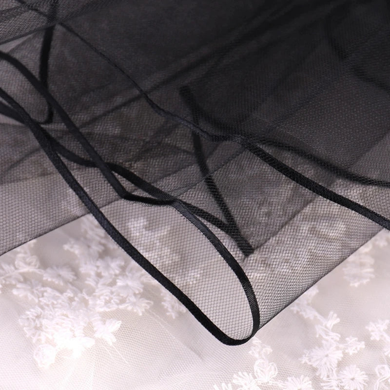 Halloween Black Veil Bridal Lace Tulle Veil Theme Party Performance Headdress Carnival Cosplay Hair Accessories