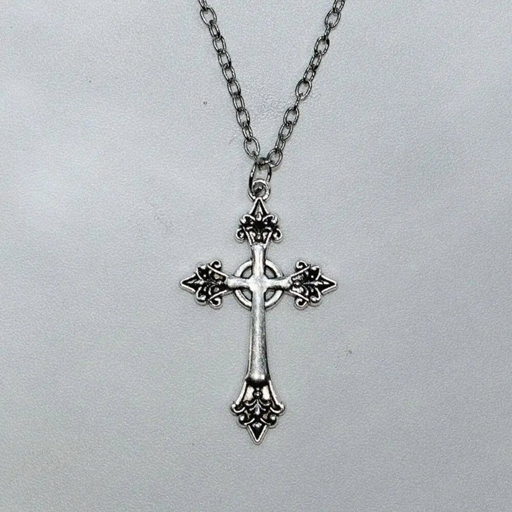 Black Rhinestone Cross Jesus Pendant Choker Necklace for Women Punk Vintage Double Layers Chain Boho Jewelry Fashion Party Gifts