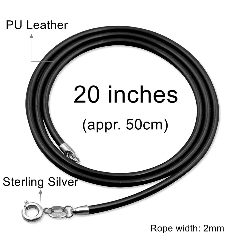 Necklace for Women PU Leather Buckle 925 Sterling Silver Black Jewelry Men Accessories Wholesale Fashion Chain simpe neck