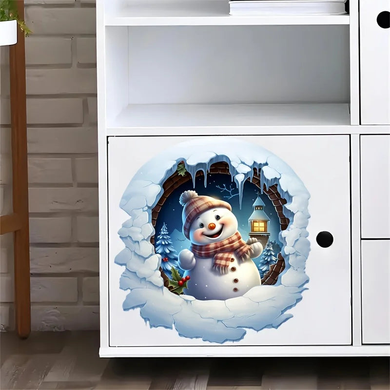 Merry Christmas Snowman Bathroom Toilet Decal - Self-Adhesive, Easy Apply Bathroom Sticker for Festive Home Decor Gift S445