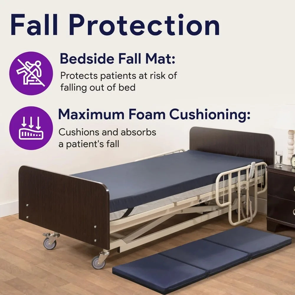 High-Density Impact-Resistant Safety Floor Mat - Aids The Bed of Elderly and Handicapped Patients