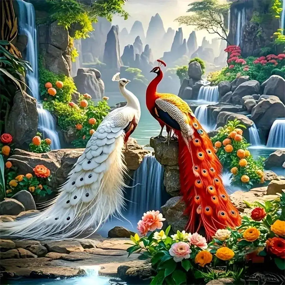 Evershine New arrival peacock Diamond Embroidery Animal Painting DIY Suitable For Beginners Diamond Mosaic waterfall Handicraft