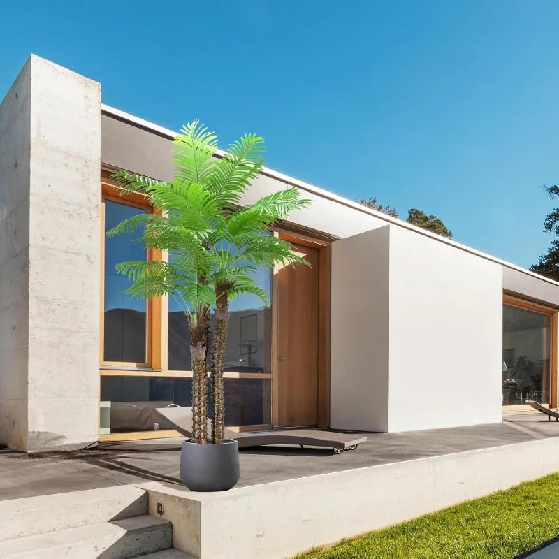 Artificial Phoenix Palm Tree,2pcs 8FT Pre Potted Faux Greenery Plant, Outdoor Indoor Large Faux Coconut Silk Palm Plants