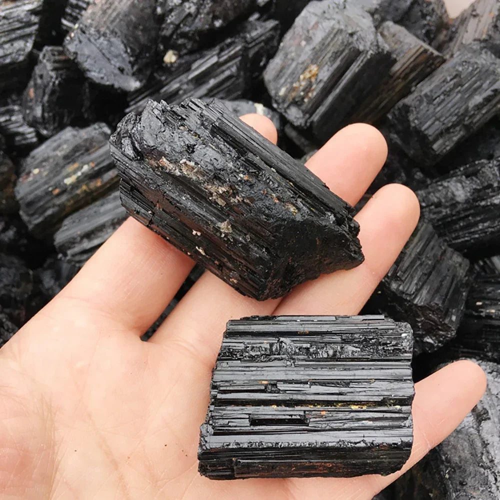 180g Natural Black Tourmaline Gravel Raw Ore Fine Crystalline Mineral Specimen Healing Collection Eliminate Magnetism