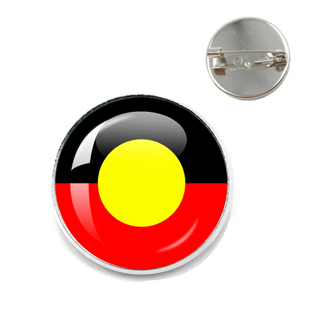 Australian Aboriginal Flag National Emblem Dangle Glass 25mm Key Chain Fashion  Key Chains Glass Cabochon Lady  Key Chains Jewel
