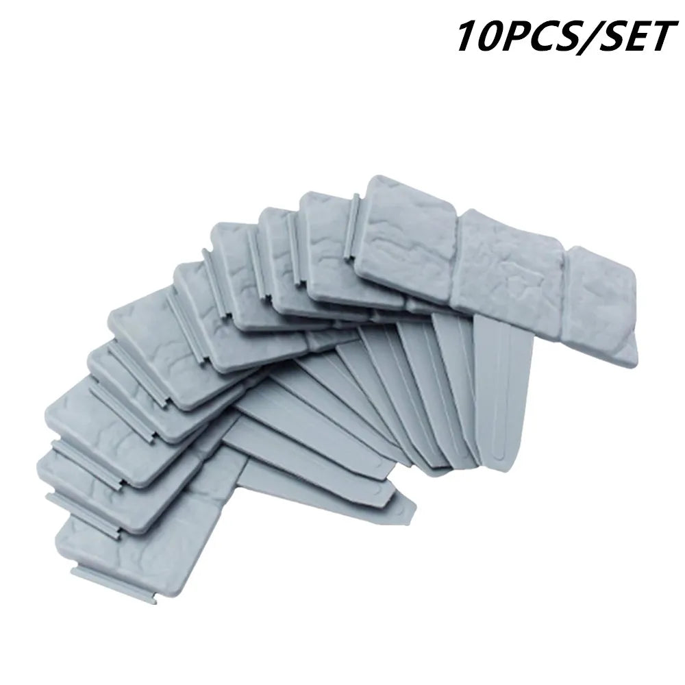 Garden PP Fence Edging,10Pcs Home Garden Border Edging Plastic Fence Stone DIY Yard Landscape Plant Fence Fit for Lawn Yard Flow