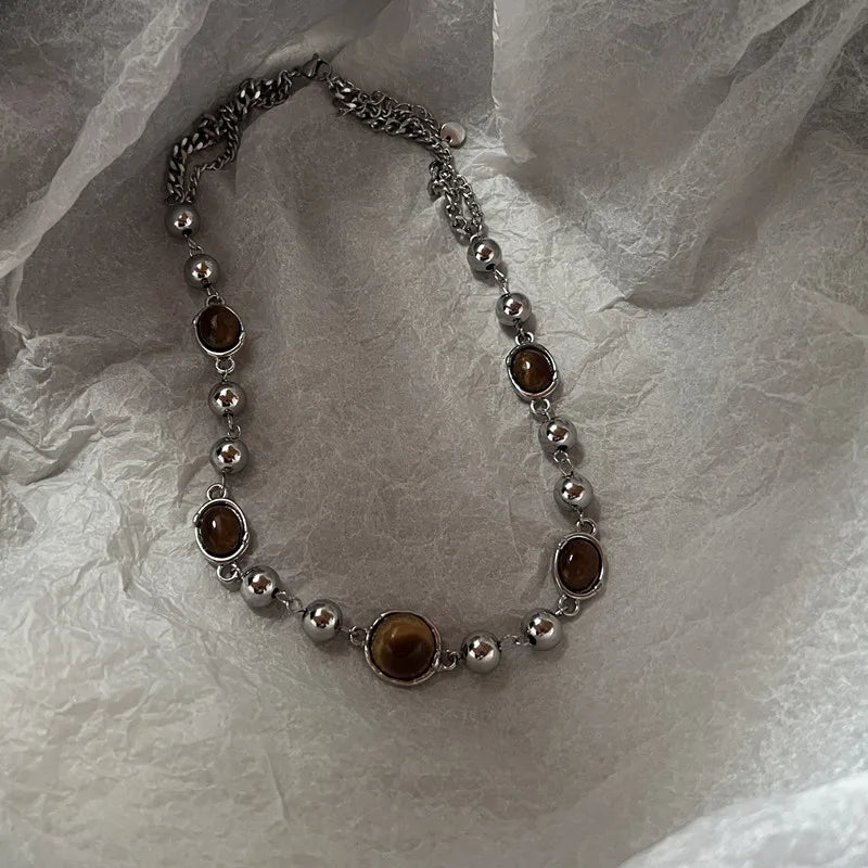 Punk Retro Button Star Pendant Necklace Trendy Delicate Silver Color Unisex Choker Personalised Luxury Jewelry for Women